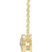 14K Yellow Cabochon Natural Rainbow Moonstone & .05 CTW Natural Diamond Halo-Style 16-18" Necklace