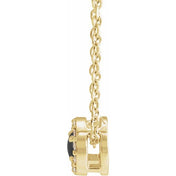 14K Yellow Cabochon Natural Black Onyx & .05 CTW Natural Diamond Halo-Style 16-18" Necklace