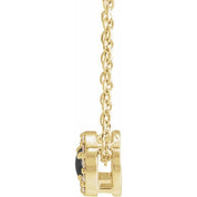 14K Yellow Cabochon Natural Black Onyx & .05 CTW Natural Diamond Halo-Style 16-18" Necklace