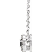 Sterling Silver Cabochon Natural Black Onyx & .05 CTW Natural Diamond Halo-Style 16-18" Necklace