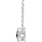 14K White Cabochon Natural Black Onyx & .05 CTW Natural Diamond Halo-Style 16-18" Necklace