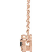 14K Rose Cabochon Natural Black Onyx & .06 CTW Natural Diamond Halo-Style 16-18" Necklace