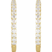 14K Yellow 3 CTW Lab-Grown Diamond Inside-Outside Hinged 30 mm Hoop Earrings