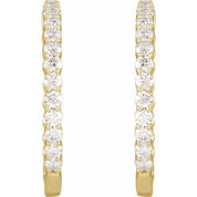 14K Yellow 3 CTW Lab-Grown Diamond Inside-Outside Hinged 30 mm Hoop Earrings