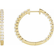 14K Yellow 3 CTW Lab-Grown Diamond Inside-Outside Hinged 30 mm Hoop Earrings