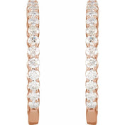 14K Rose 3 CTW Lab-Grown Diamond Inside-Outside Hinged 30 mm Hoop Earrings
