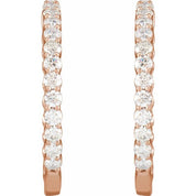 14K Rose 3 CTW Lab-Grown Diamond Inside-Outside Hinged 30 mm Hoop Earrings