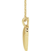 14K Yellow Ribbed Heart 16-18" Necklace