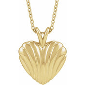 14K Yellow Ribbed Heart 16-18" Necklace