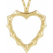 14K Yellow Bamboo Heart Pendant