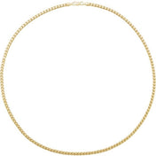14K Yellow 3.4 mm Hollow Diamond-Cut Franco 8" Chain