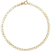 14K Yellow 2.5 mm Heart 9" Chain