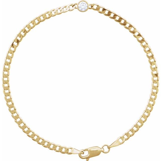 14K Yellow Gold 1/10 CT Natural Diamond Link 7" Bracelet - BRC922