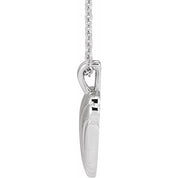 Platinum Ribbed Heart 16-18" Necklace