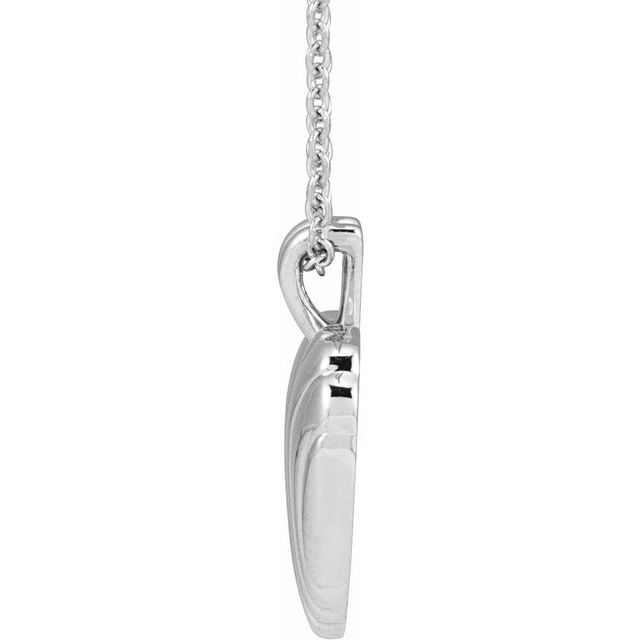 14K White Ribbed Heart 16-18" Necklace
