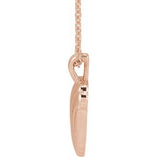 14K Rose Ribbed Heart 16-18" Necklace