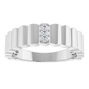 14K White .04 CTW Natural Diamond Cigar Ring