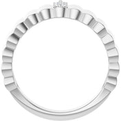 14K White .04 CTW Natural Diamond Cigar Ring