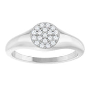 Platinum 1/8 CTW Natural Diamond Pave Signet Ring
