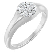 Platinum 1/8 CTW Natural Diamond Pave Signet Ring