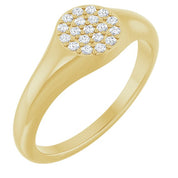 14K Yellow 1/8 CTW Natural Diamond Pave Signet Ring