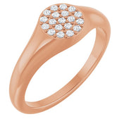 14K Rose 1/8 CTW Natural Diamond Pave Signet Ring