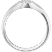 14K White 1/8 CTW Natural Diamond Pave Signet Ring