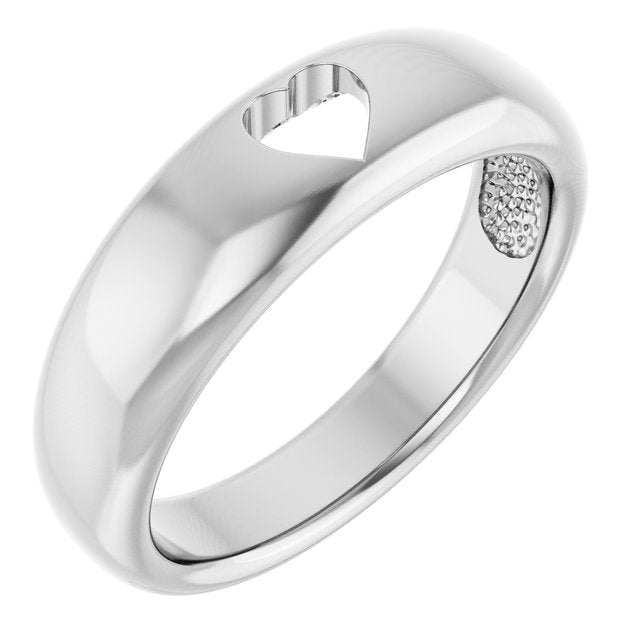 14K White Pierced Heart Ring