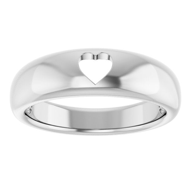 14K White Pierced Heart Ring
