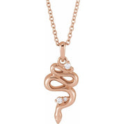 14K Rose .03 CTW Natural Diamond Serpent 16-18" Necklace