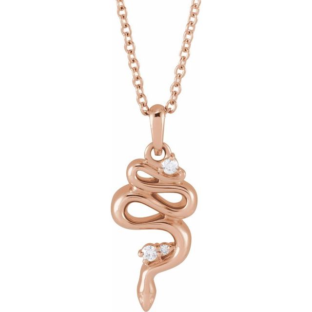 14K Rose .03 CTW Natural Diamond Serpent 16-18" Necklace