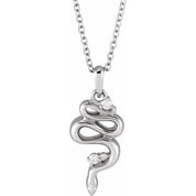 14K White .03 CTW Natural Diamond Serpent 16-18" Necklace