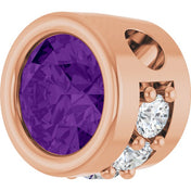 14K Rose Natural Amethyst & .07 CTW Natural Diamond Pendant