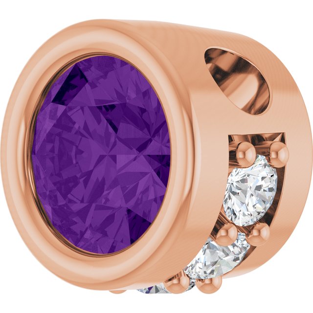 14K Rose Natural Amethyst & .07 CTW Natural Diamond Pendant