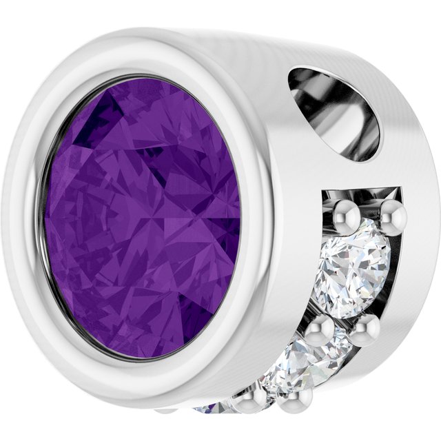 Sterling Silver Natural Amethyst & .07 CTW Natural Diamond Pendant