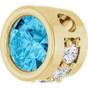 14K Yellow Natural Aquamarine & .07 CTW Natural Diamond Pendant