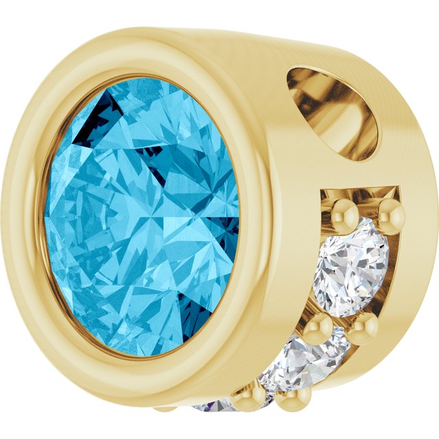 14K Yellow Natural Aquamarine & .07 CTW Natural Diamond Pendant