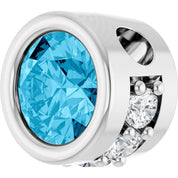 14K White Natural Aquamarine & .07 CTW Natural Diamond Pendant