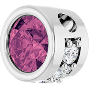 Sterling Silver Natural Pink Tourmaline & .07 CTW Natural Diamond Pendant