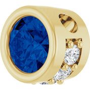14K Yellow Natural Blue Sapphire & .07 CTW Natural Diamond Pendant