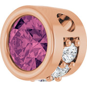 14K Rose Natural Pink Tourmaline & .07 CTW Natural Diamond Pendant