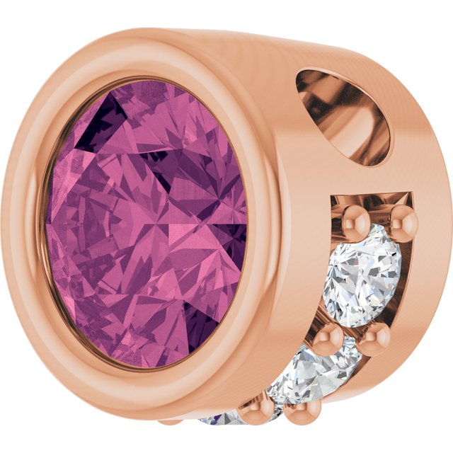 14K Rose Natural Pink Tourmaline & .07 CTW Natural Diamond Pendant