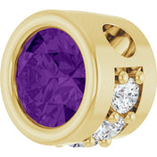 14K Yellow Natural Amethyst & .07 CTW Natural Diamond Pendant