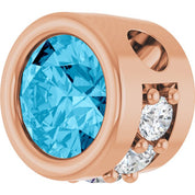 14K Rose Natural Aquamarine & .07 CTW Natural Diamond Pendant