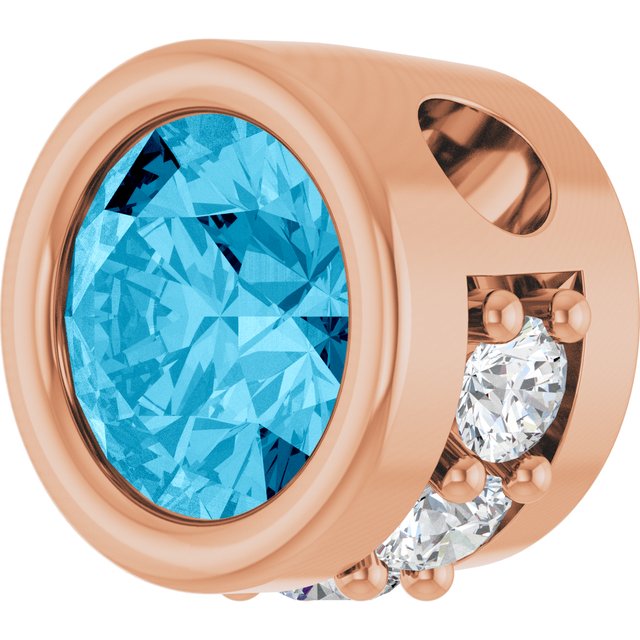 14K Rose Natural Aquamarine & .07 CTW Natural Diamond Pendant