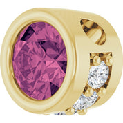 14K Yellow Natural Pink Tourmaline & .07 CTW Natural Diamond Pendant