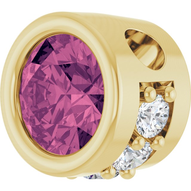 14K Yellow Natural Pink Tourmaline & .07 CTW Natural Diamond Pendant