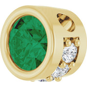 14K Yellow Lab-Grown Emerald & .07 CTW Natural Diamond Pendant