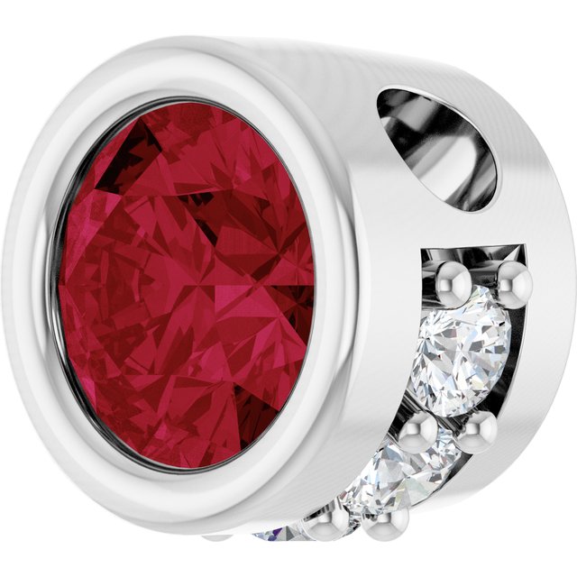 Sterling Silver Lab-Grown Ruby & .07 CTW Natural Diamond Pendant