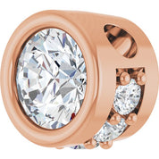 14K Rose Natural White Sapphire & .07 CTW Natural Diamond Pendant